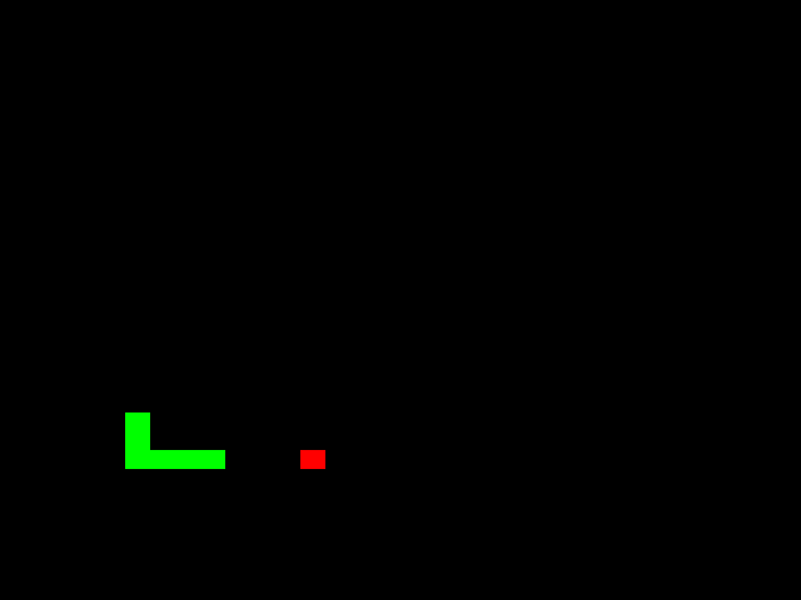 A screenshot of a simple Snake game.